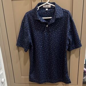 Peter Millar Dark Blue Patterned Polo